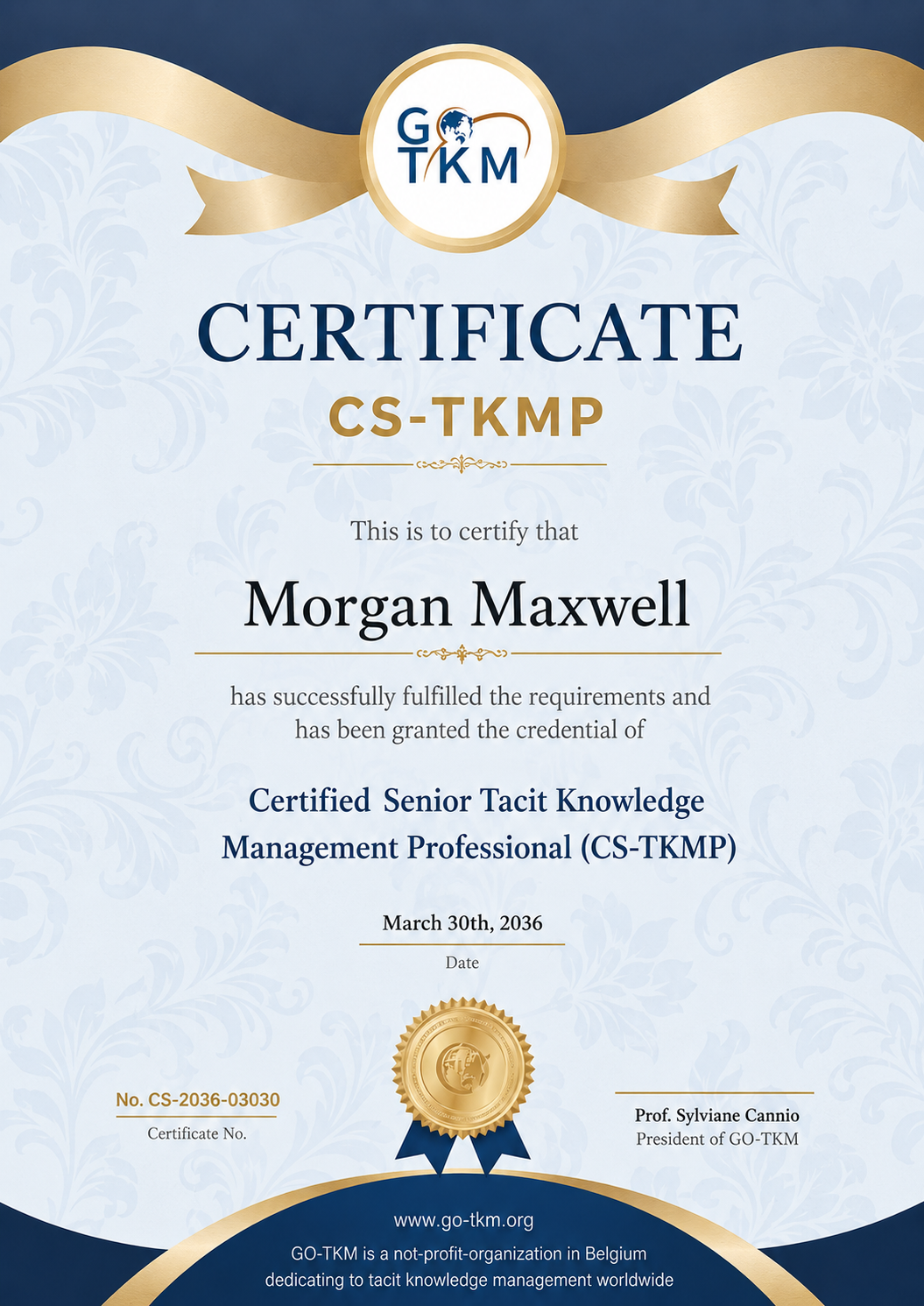 Certified Senior Tacit Knowledge  Management Professional<p>(CS-TKMP)